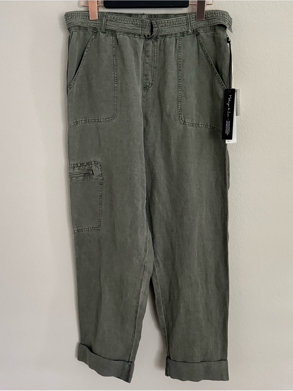 Nicole Miller Medium NEW Linen Blend Cargo Utility Pants